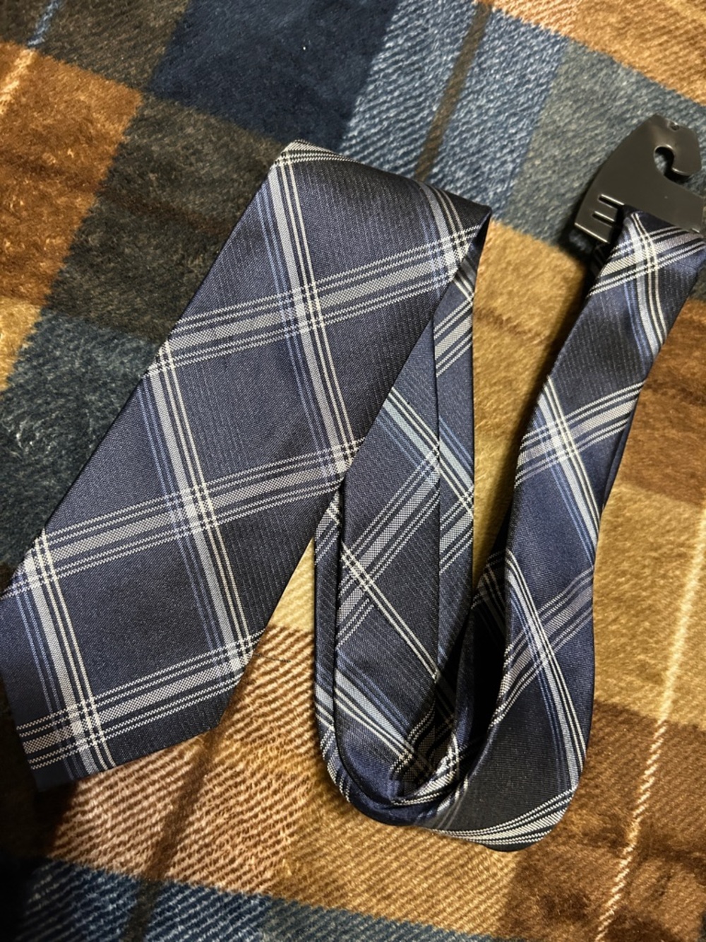 MICHAEL Michael Kors Navy and Light Blue Plaid Tie